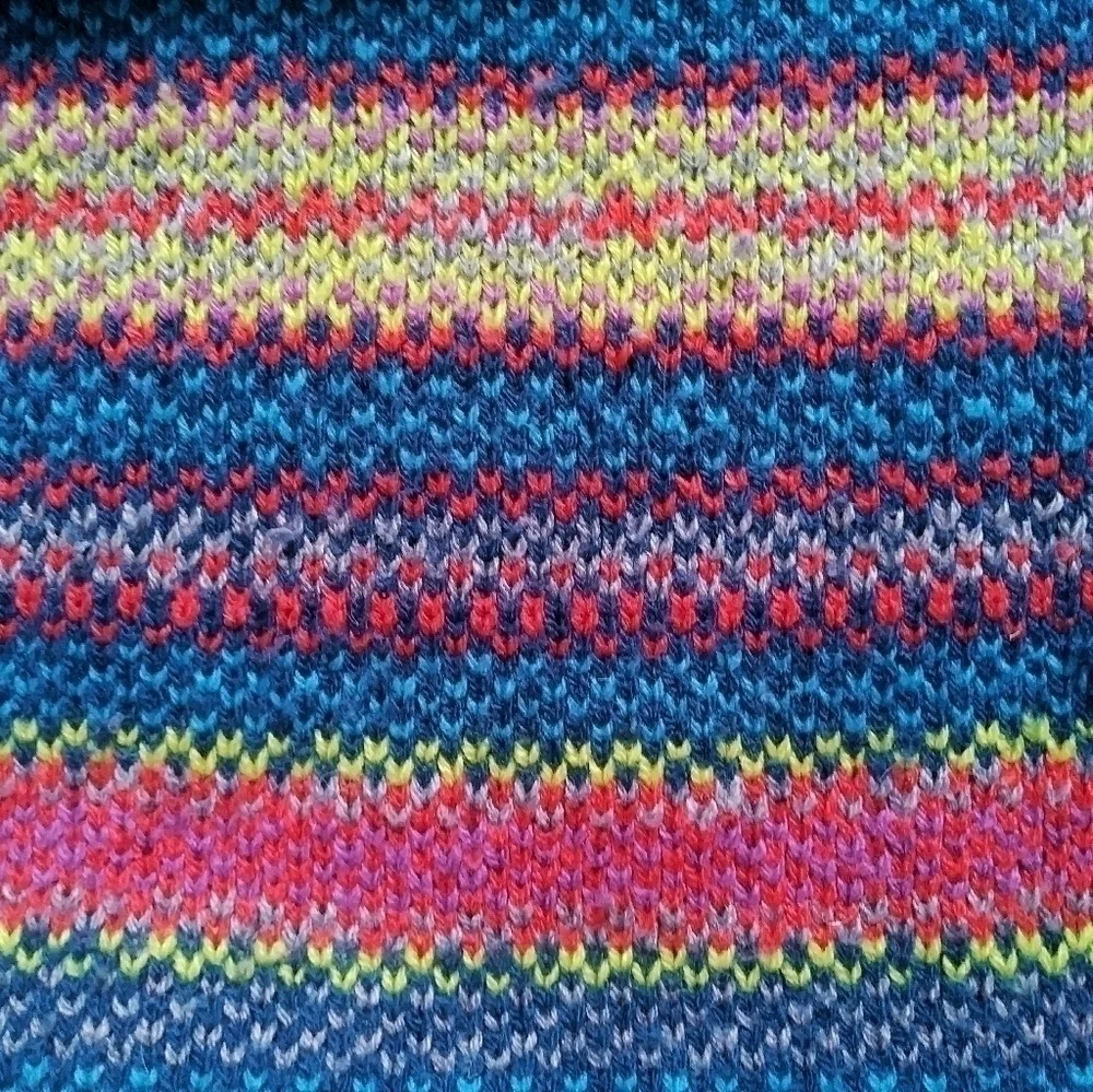 Big Colorful Knit Scarf Fabric Buttons Pom‎ Poms